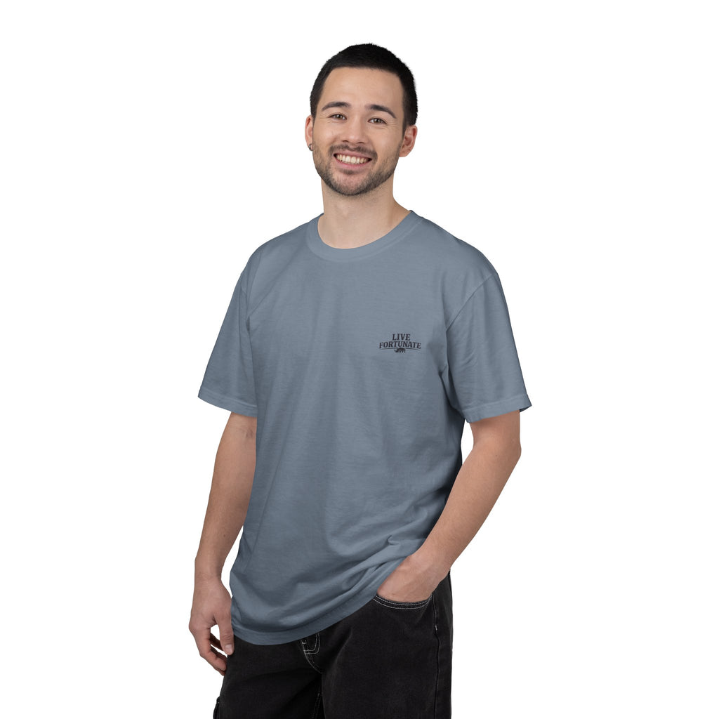 Fishing Lake Scene T-Shirt — Vintage Angler Silhouette Tee