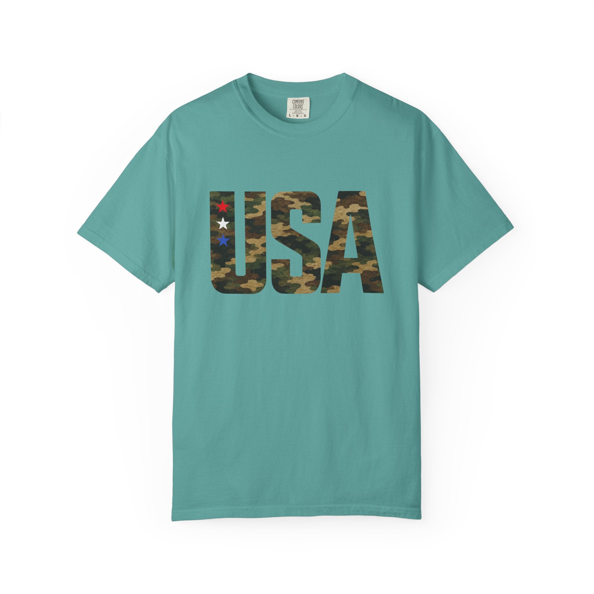 USA Camo Graphic T‑Shirt — Patriotic Military Style Tee