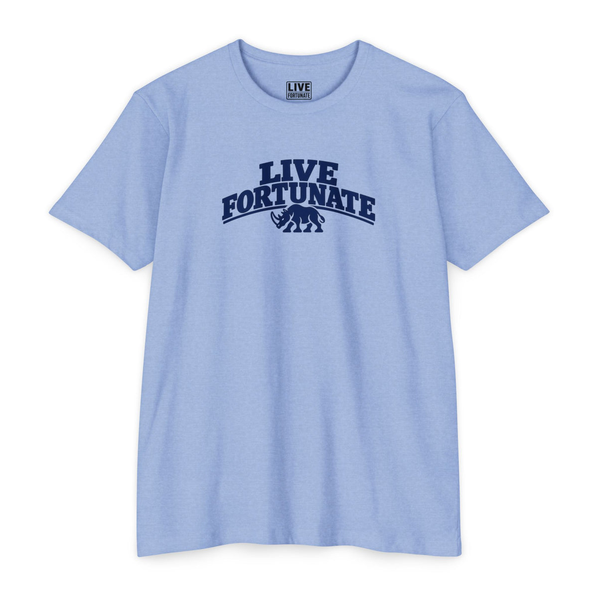 Live Fortunate Rhino Collegiate Tee | Premium Everyday T-Shirt