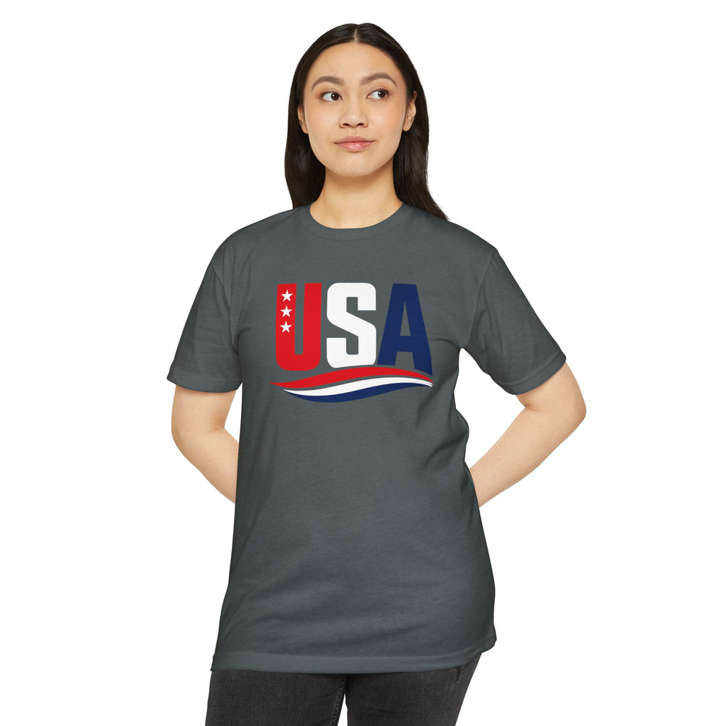 USA Flag Graphic T-Shirt — Patriotic Red White Blue Tee