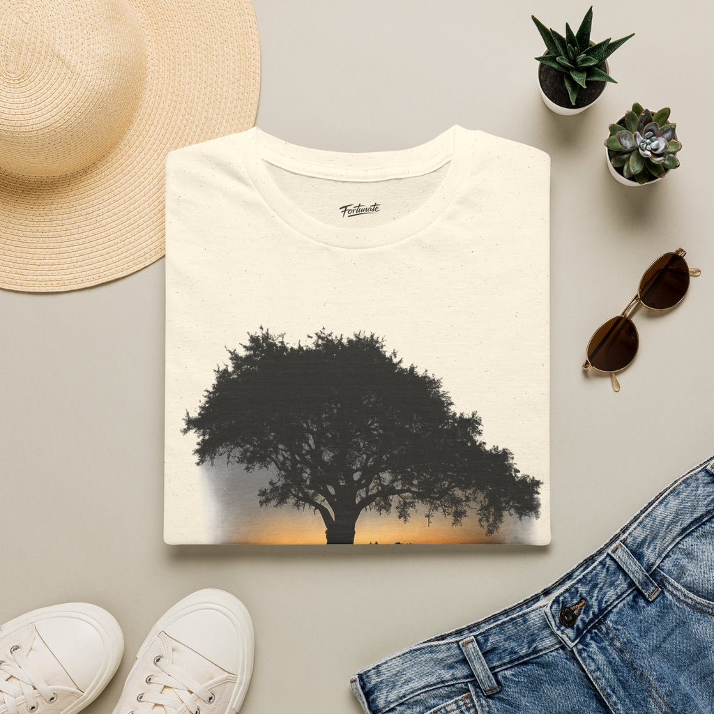 Tree of Clues Sunset T-Shirt — Silhouette Nature Graphic Tee