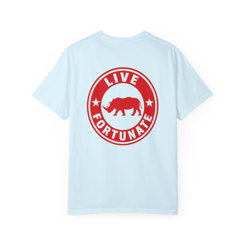 Live Fortunate Rhino T-Shirt — Red Rhino Logo Tee