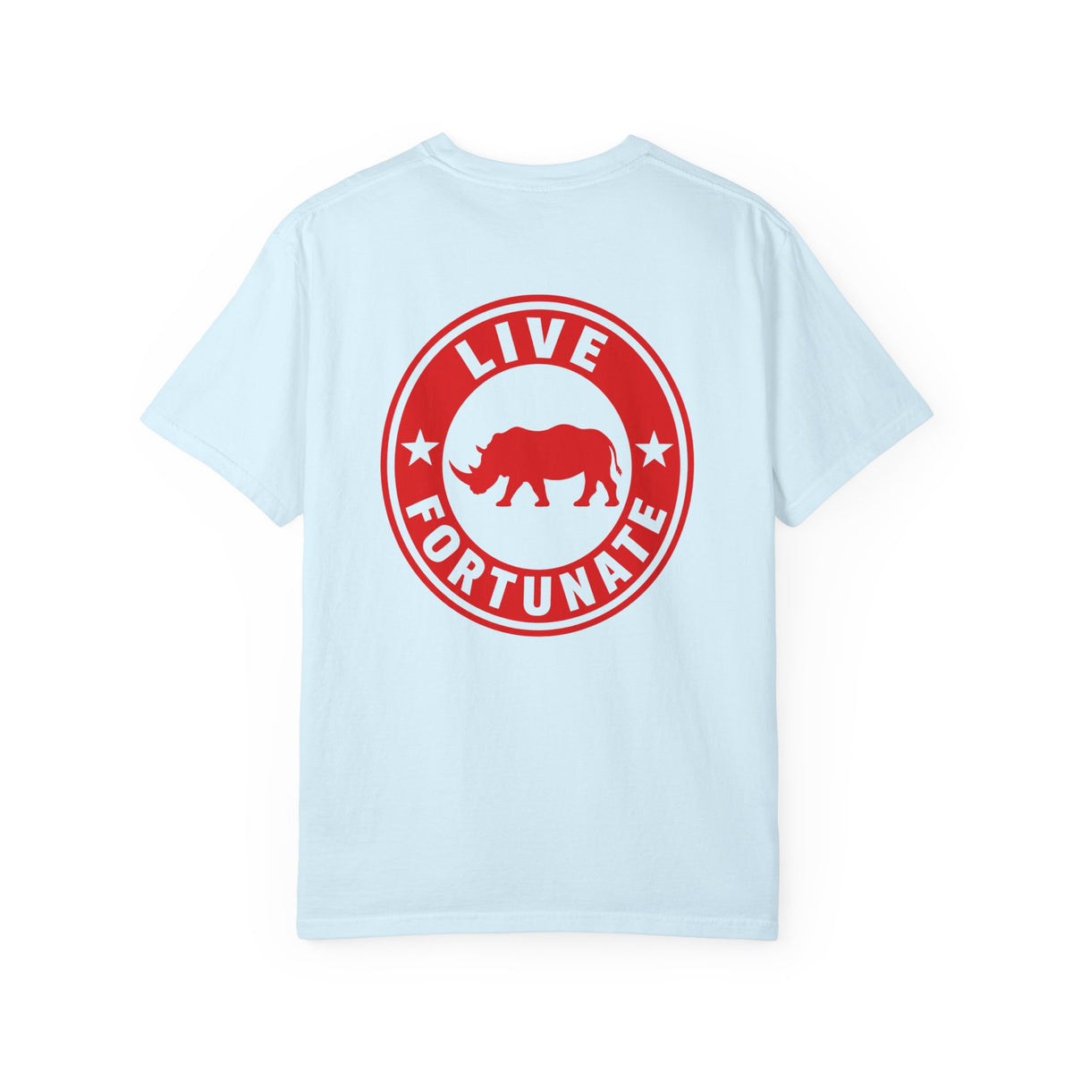 Live Fortunate Rhino T-Shirt — Red Rhino Logo Tee