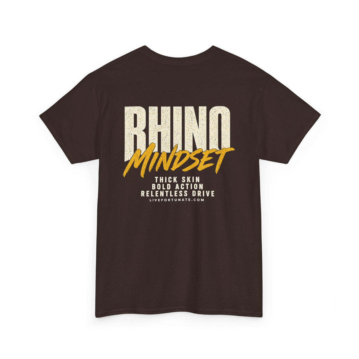 Rhino Mindset Men’s Front & Back Graphic T-Shirt | Live Fortunate