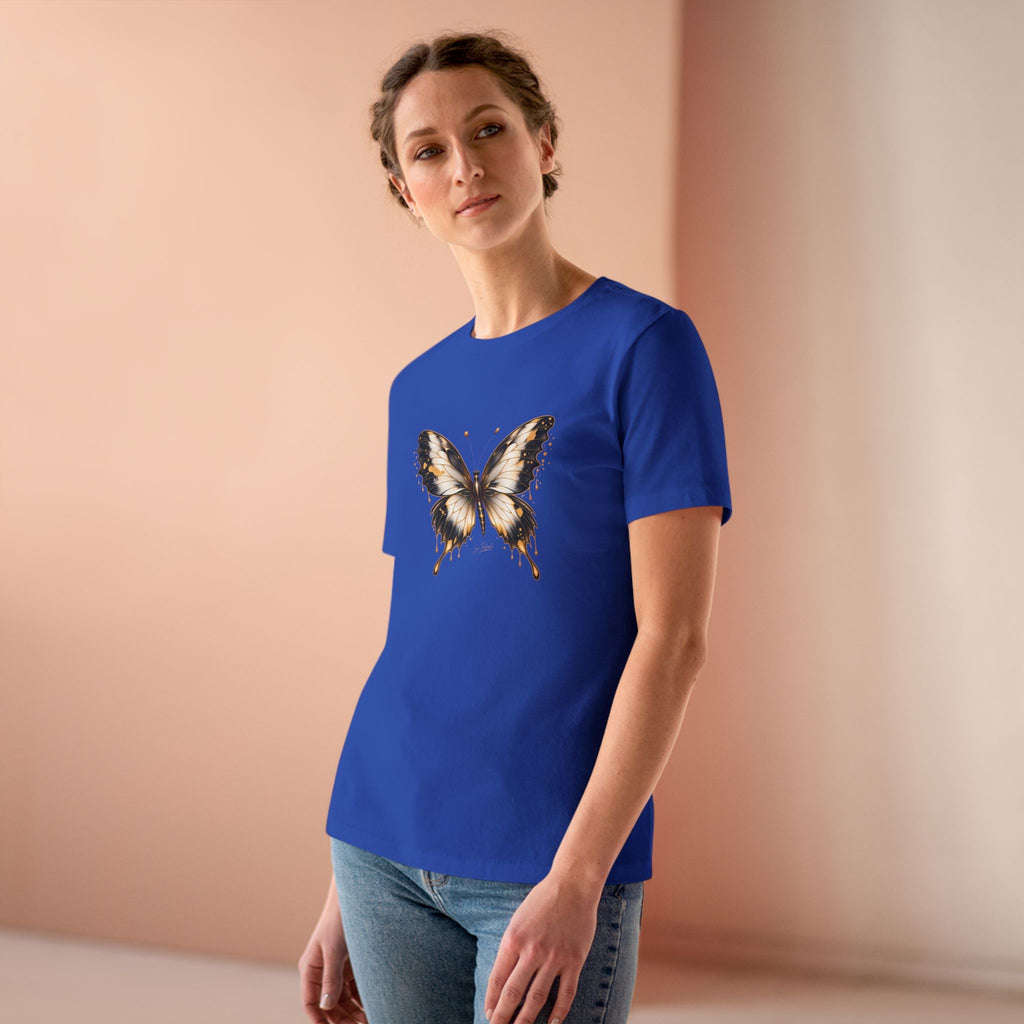 Butterfly Graphic Tee — Black/Antique White/Gold butterfly