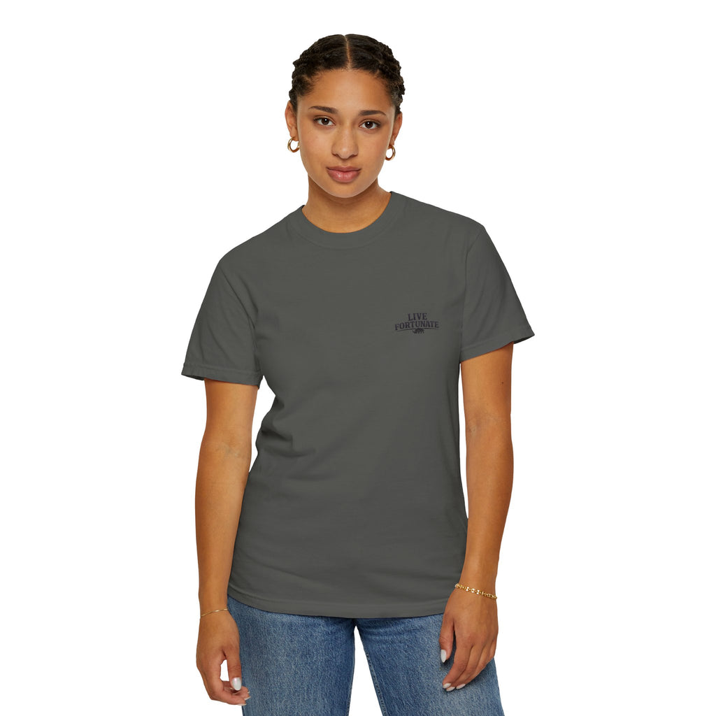 Fishing Lake Scene T-Shirt — Vintage Angler Silhouette Tee