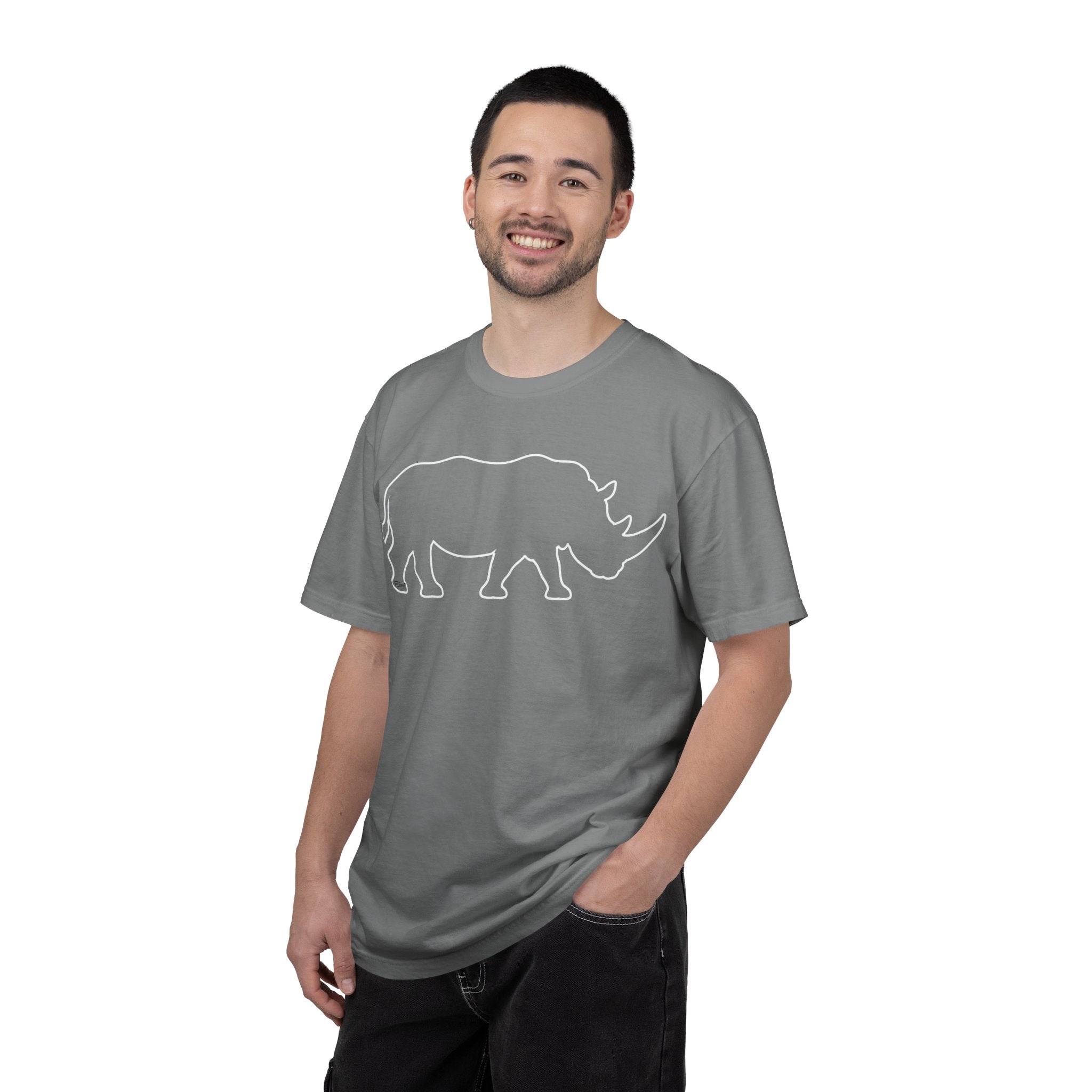 Rhino Outline T-Shirt — Minimal Wildlife Graphic Tee