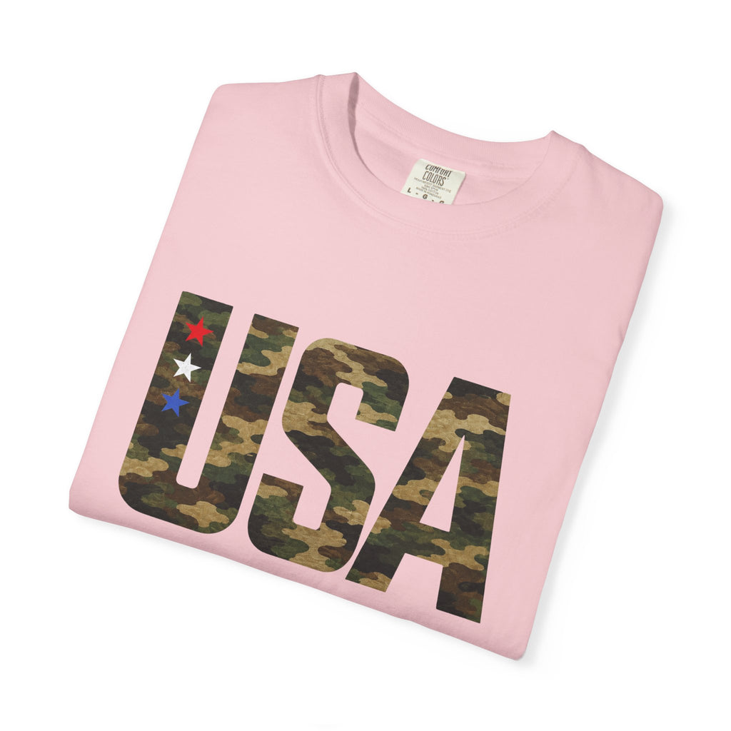 USA Camo Graphic T‑Shirt — Patriotic Military Style Tee