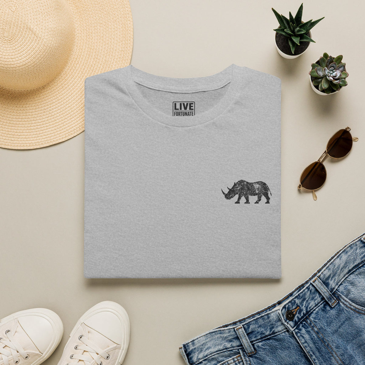 Fortunate AF Rhino Graphic T-shirt Black