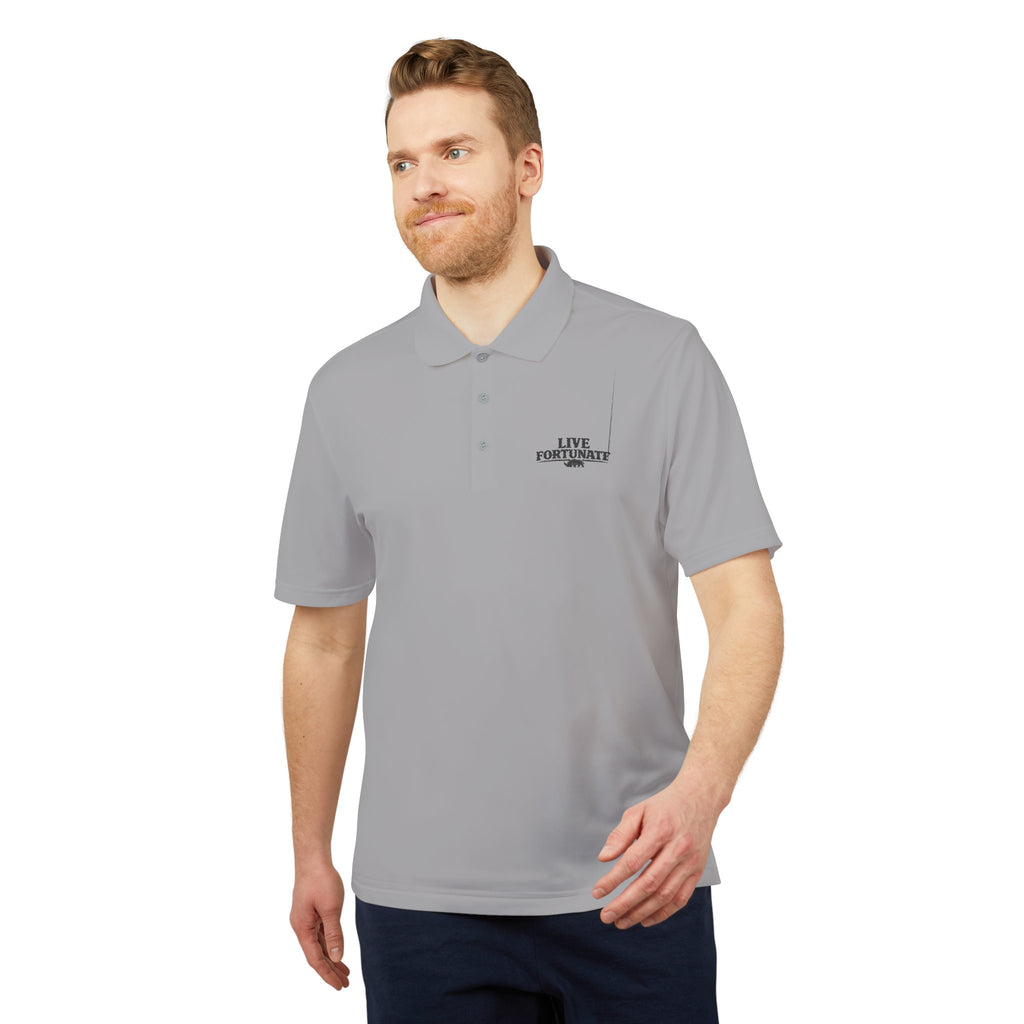 Live Fortunate Men’s Adidas Performance Polo – Embroidered Rhino Logo