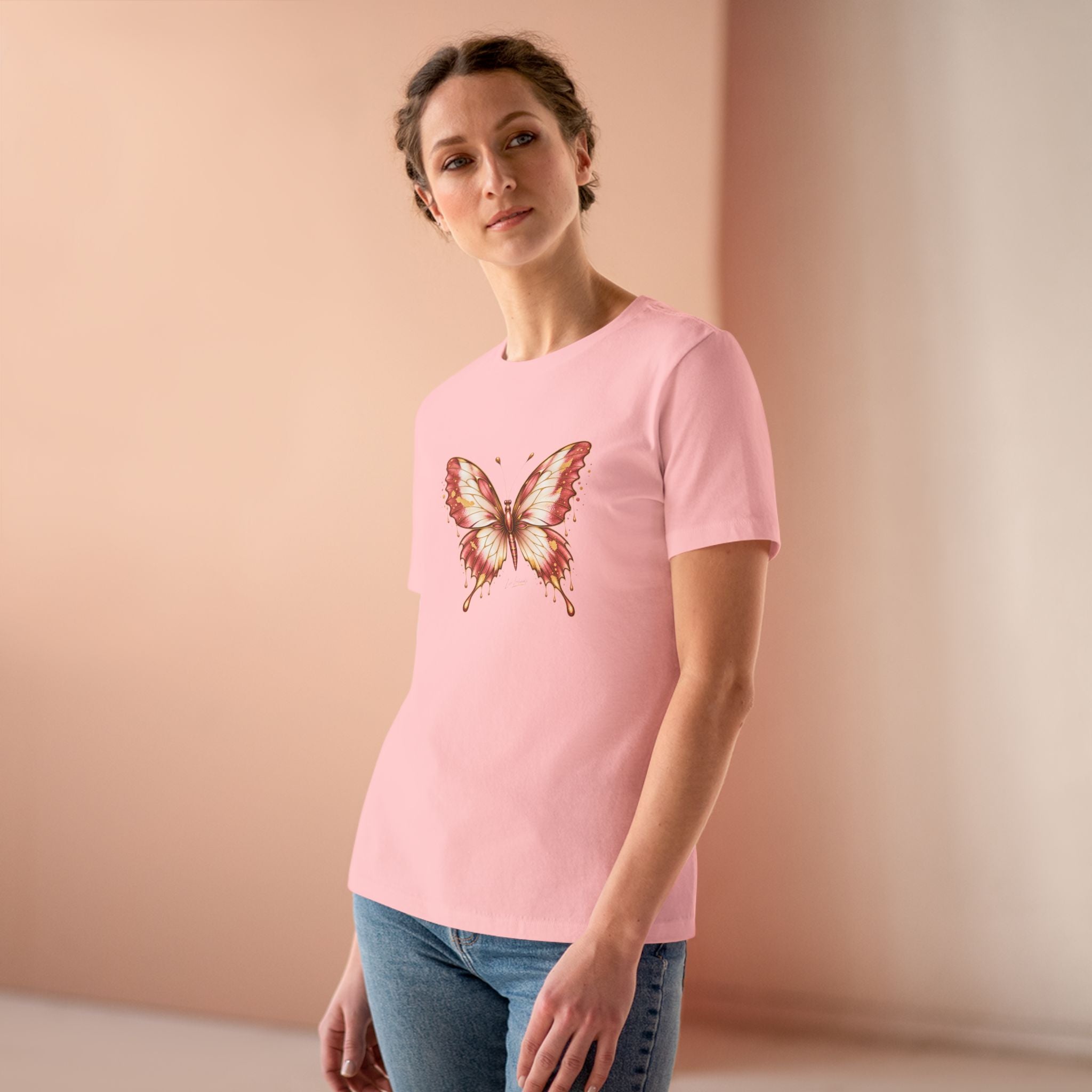Butterfly Graphic Tee — Women's Dusty Rose Butterfly Shirt