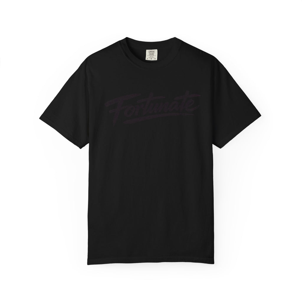 Fortunate Script T-Shirt — Casual Graphic Tee with 'Fortunate' Handwritten Logo