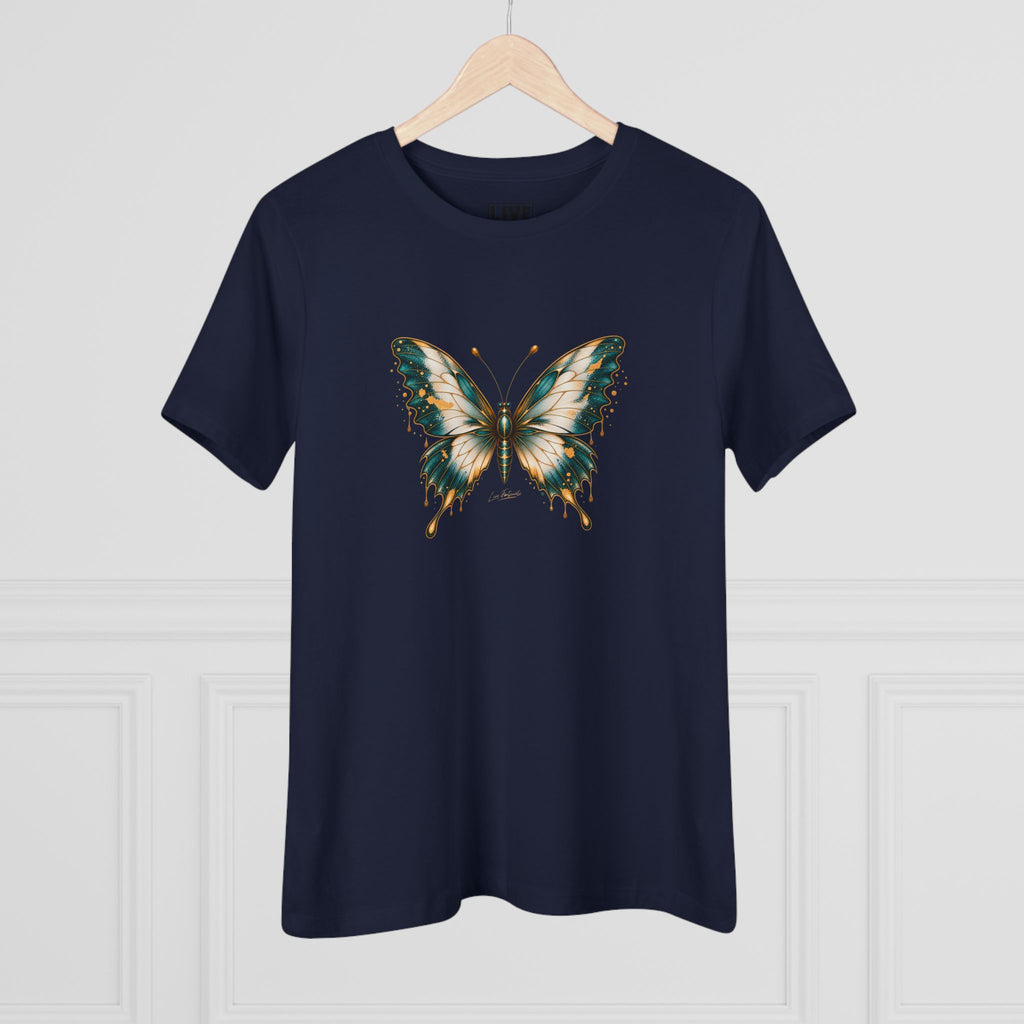 Butterfly Graphic Tee — Teal & Gold Vintage Butterfly Women's T-Shirt