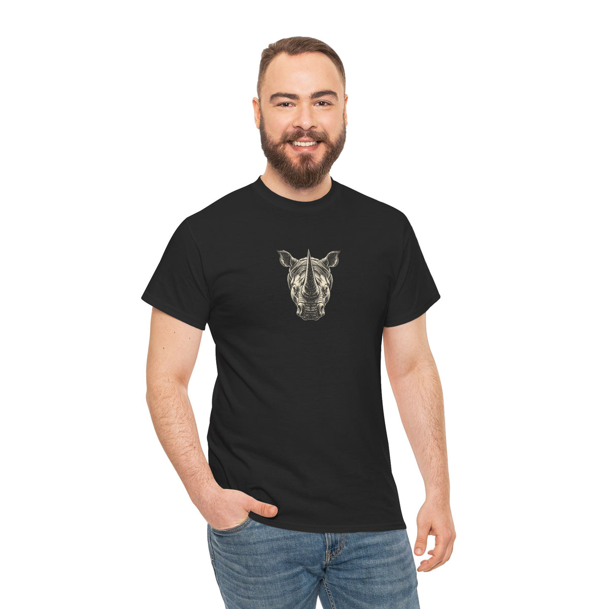 Rhino Mindset Men’s Front & Back Graphic T-Shirt | Live Fortunate