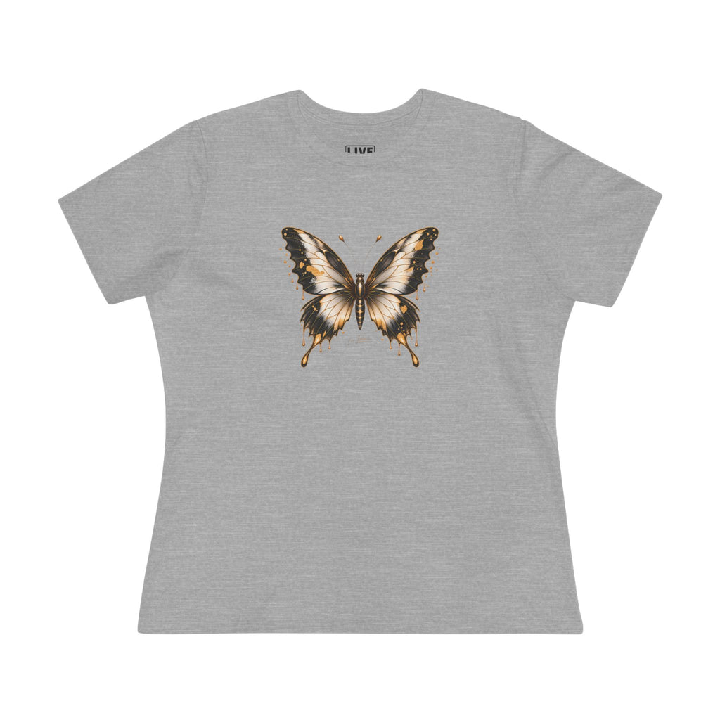Butterfly Graphic Tee — Black/Antique White/Gold butterfly
