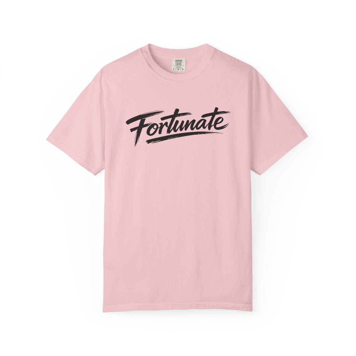 Fortunate Script T-Shirt — Casual Graphic Tee with 'Fortunate' Handwritten Logo
