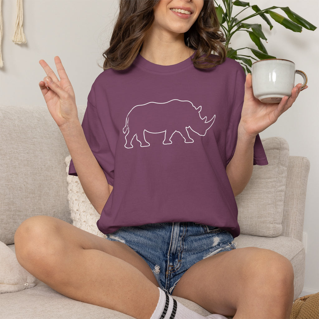 Rhino Outline T-Shirt — Minimal Wildlife Graphic Tee