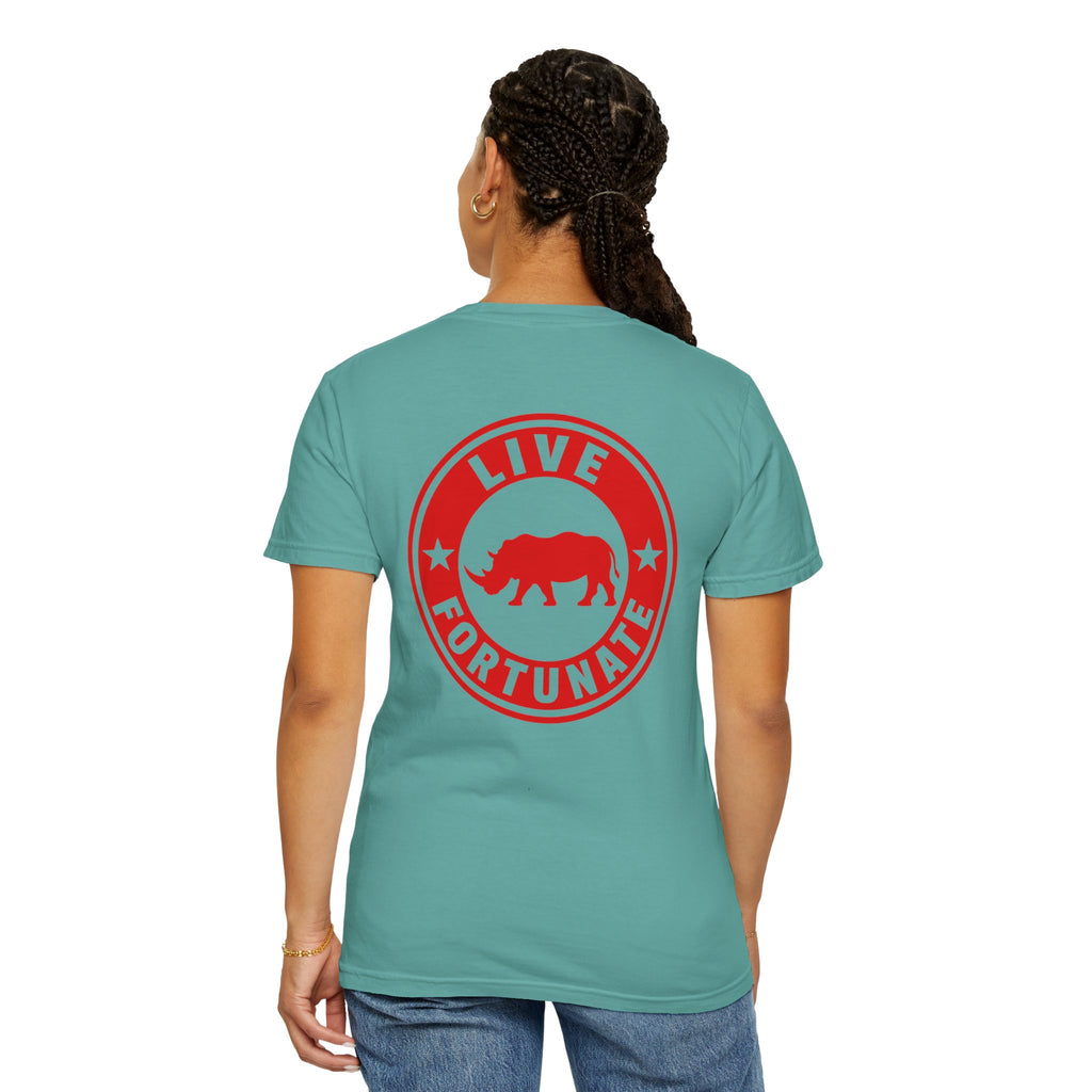 Live Fortunate Rhino T-Shirt — Red Rhino Logo Tee
