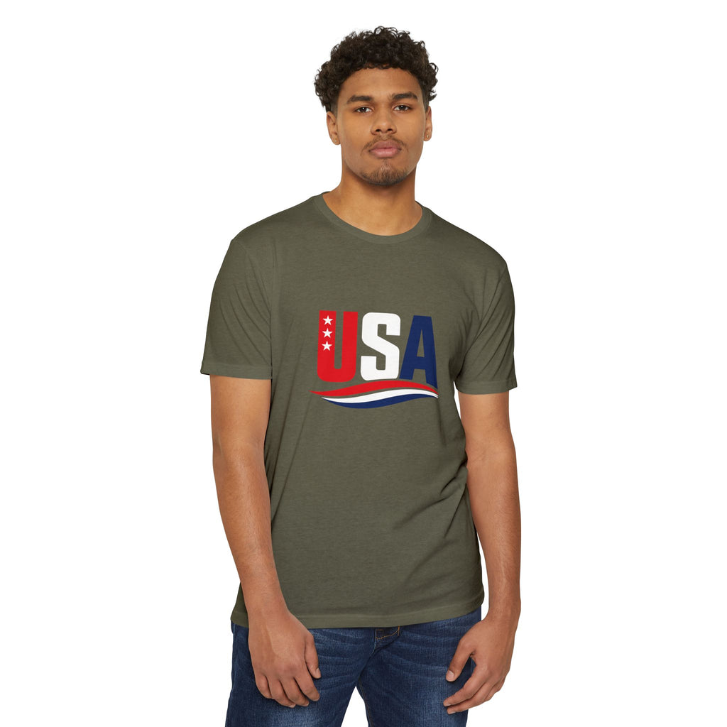 USA Flag Graphic T-Shirt — Patriotic Red White Blue Tee