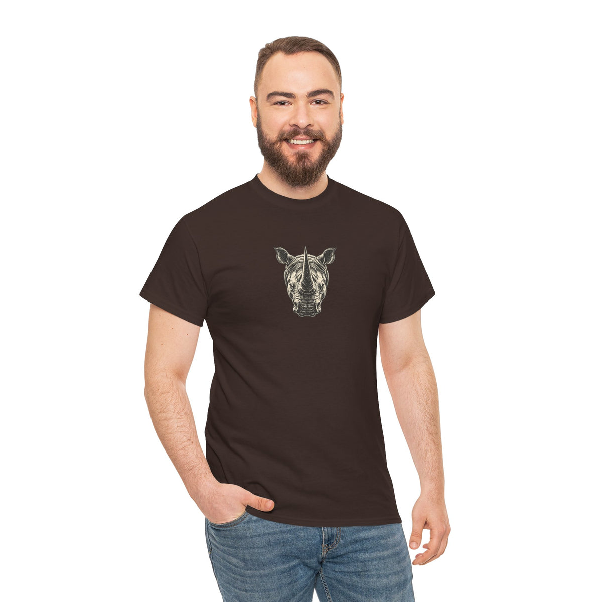 Rhino Mindset Men’s Front & Back Graphic T-Shirt | Live Fortunate