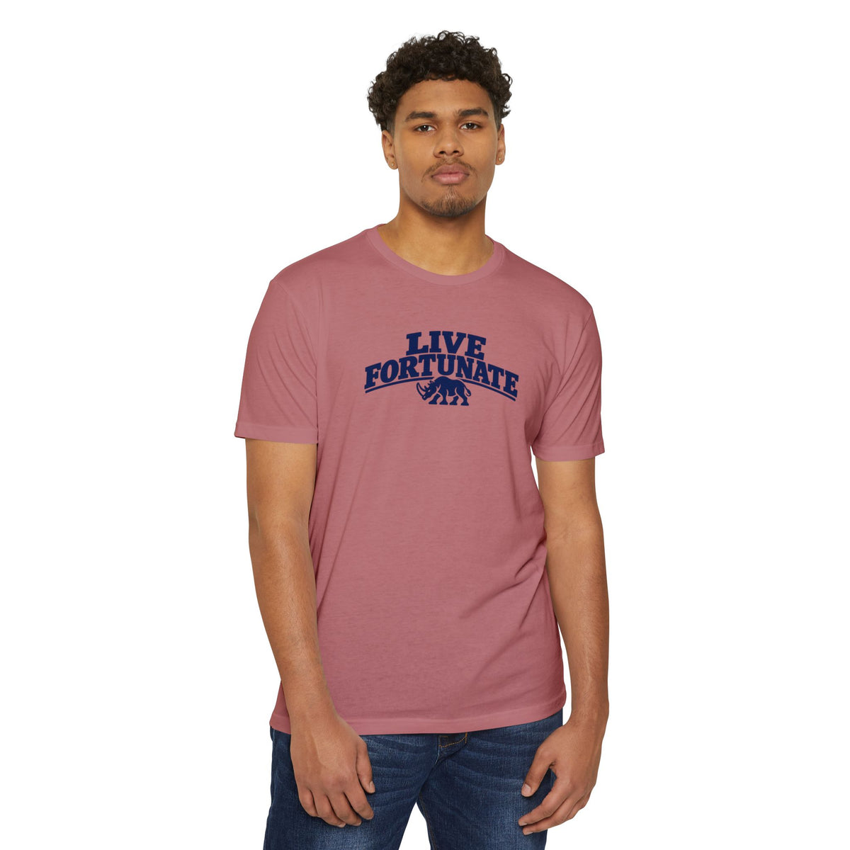 Live Fortunate Rhino Collegiate Tee | Premium Everyday T-Shirt