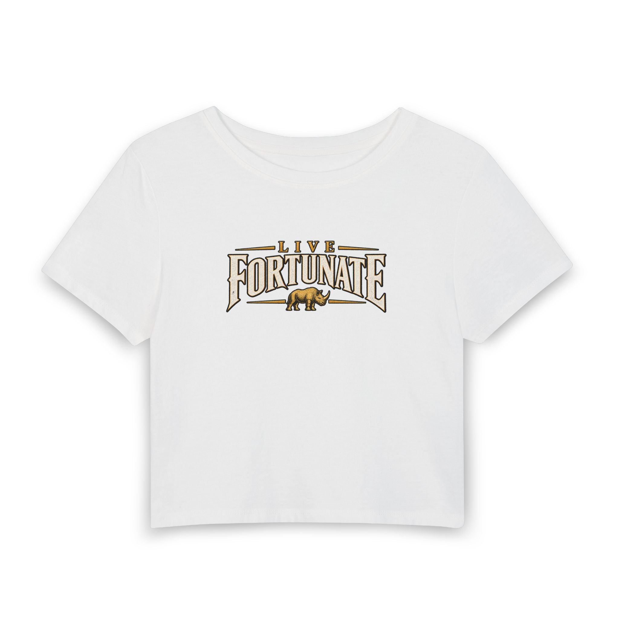 Fortunate Bear Women's Baby Tee — Vintage Rock Graphic Crop Top