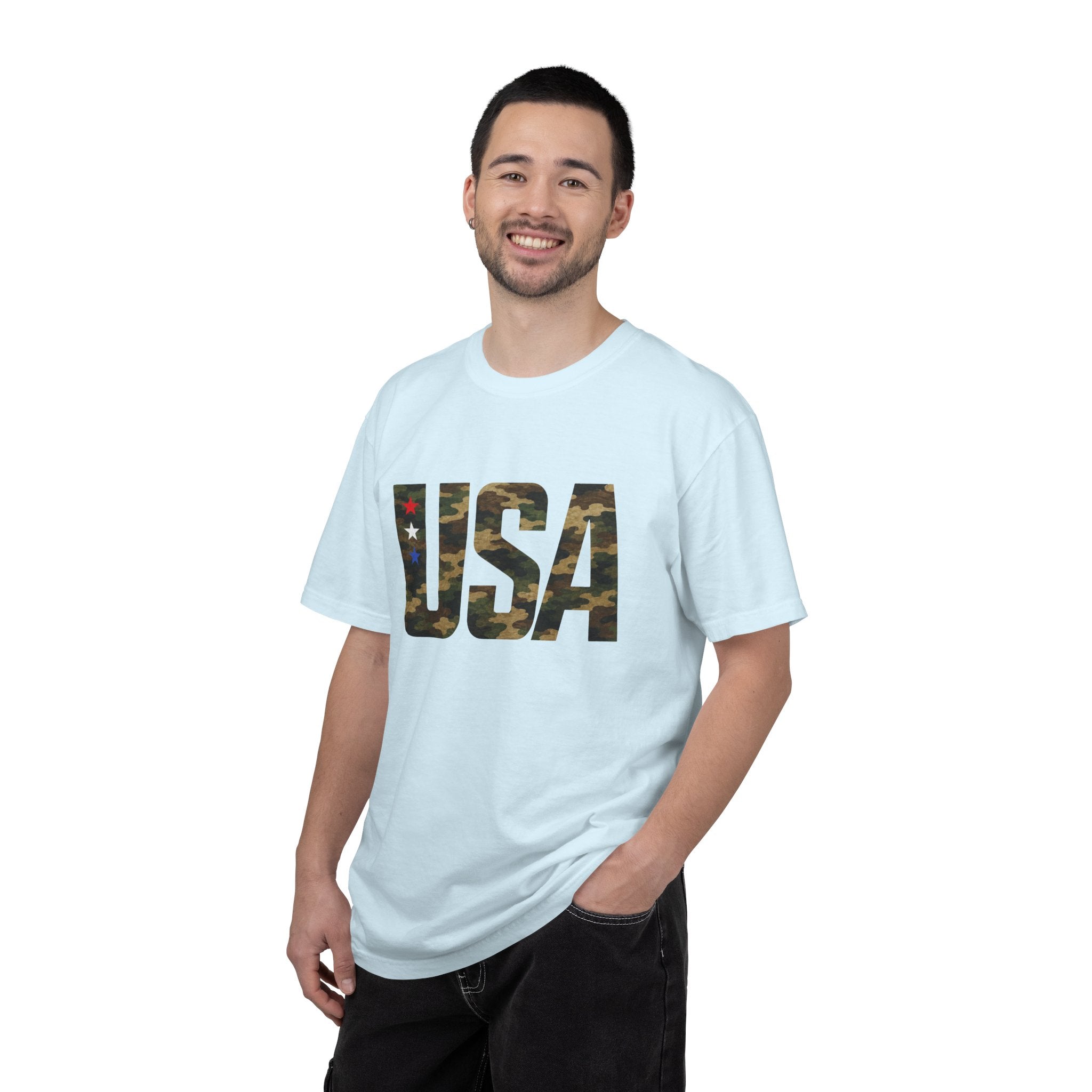 USA Camo Graphic T‑Shirt — Patriotic Military Style Tee