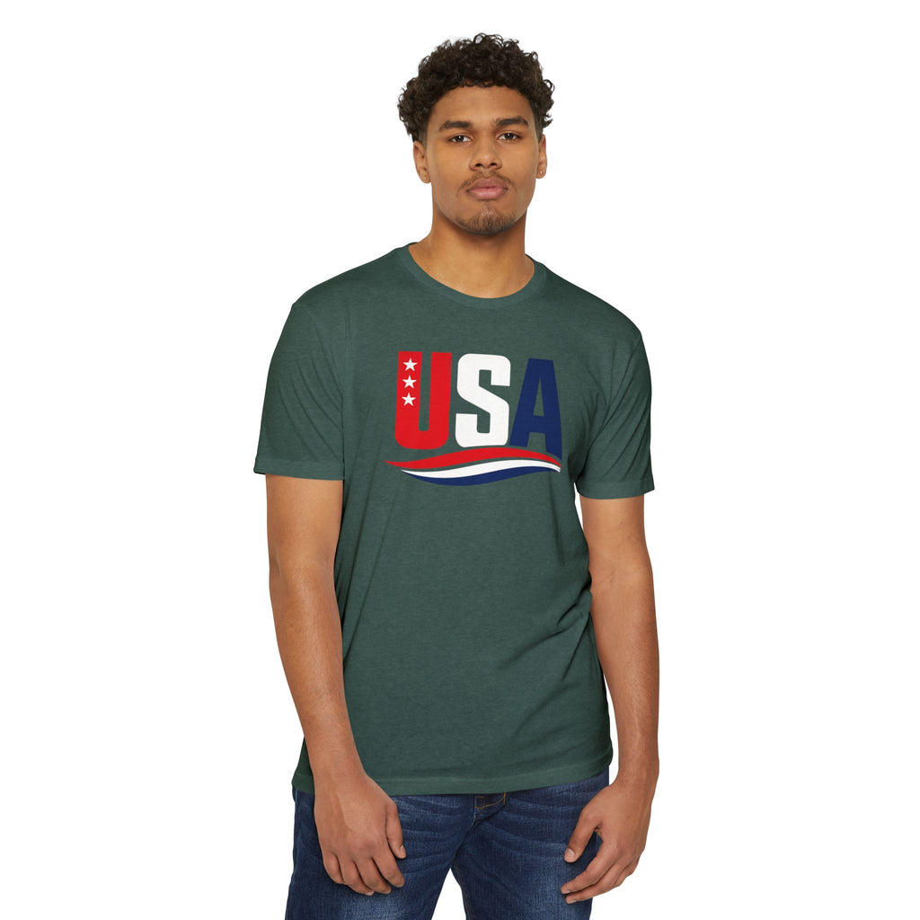 USA Flag Graphic T-Shirt — Patriotic Red White Blue Tee