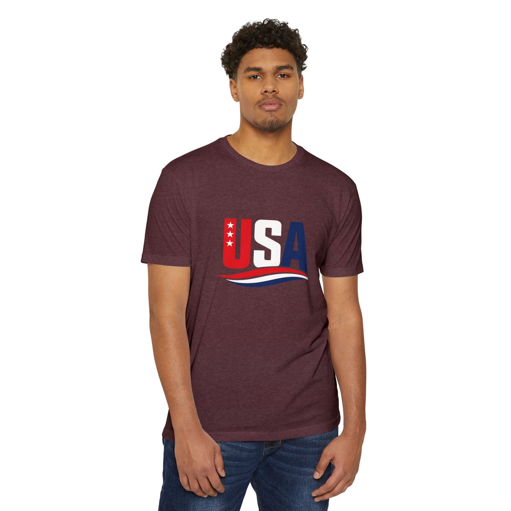 USA Flag Graphic T-Shirt — Patriotic Red White Blue Tee