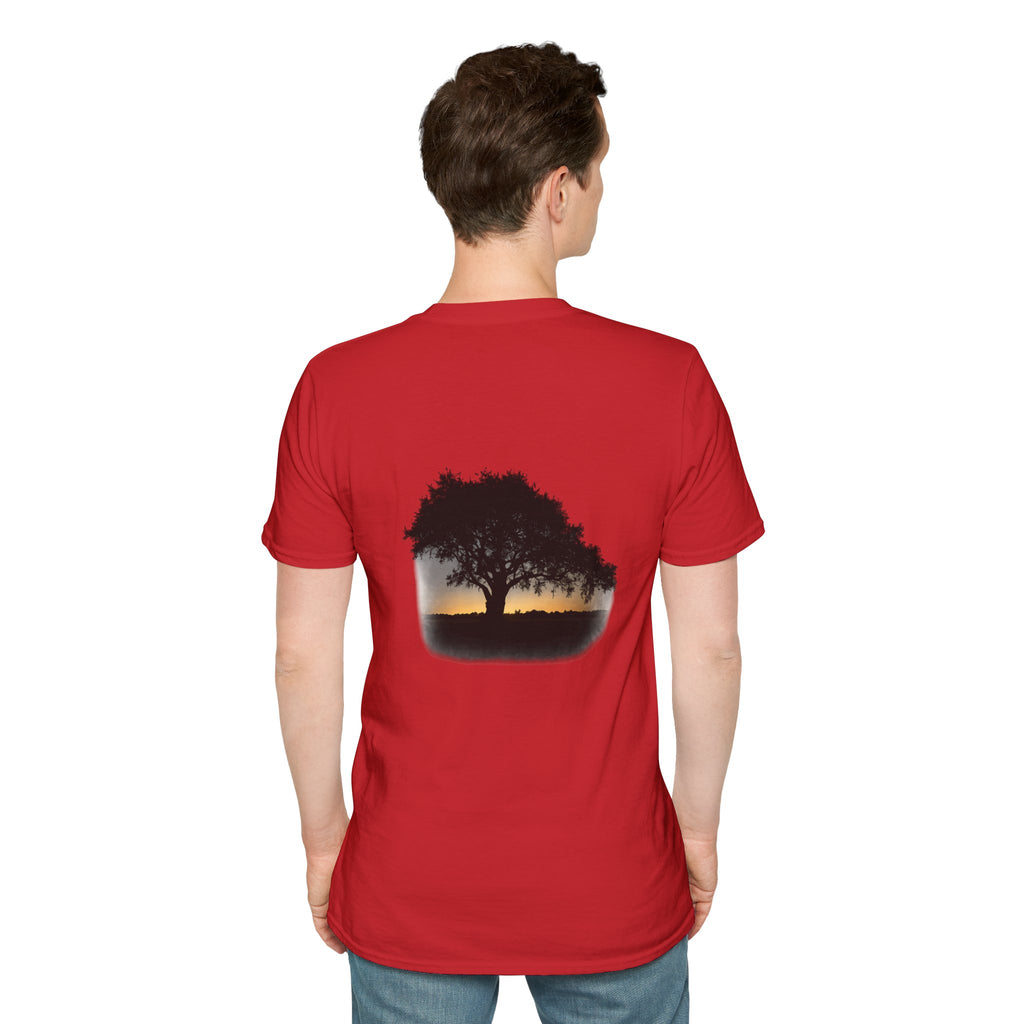 Tree of Clues Sunset T-Shirt — Silhouette Nature Graphic Tee