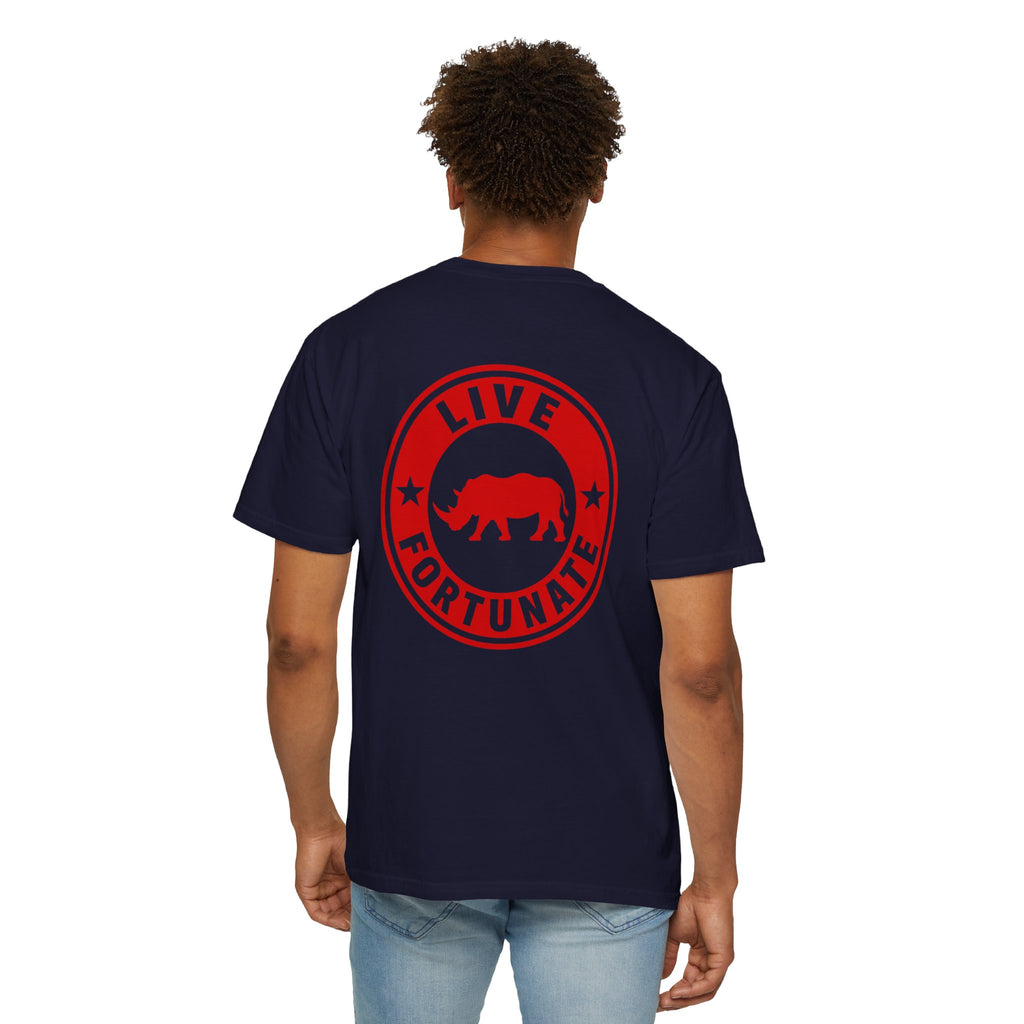 Live Fortunate Rhino T-Shirt — Red Rhino Logo Tee