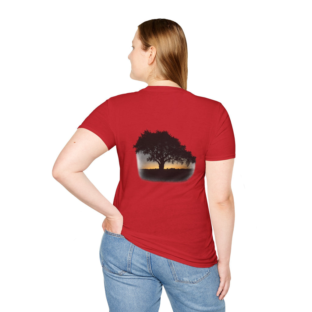 Tree of Clues Sunset T-Shirt — Silhouette Nature Graphic Tee
