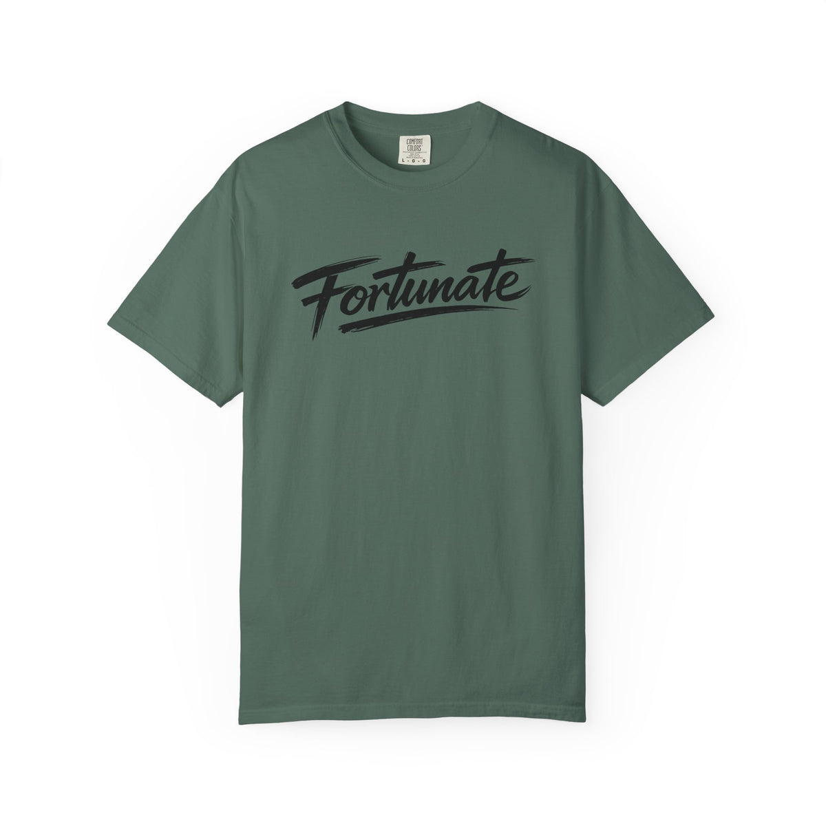 Fortunate Script T-Shirt — Casual Graphic Tee with 'Fortunate' Handwritten Logo
