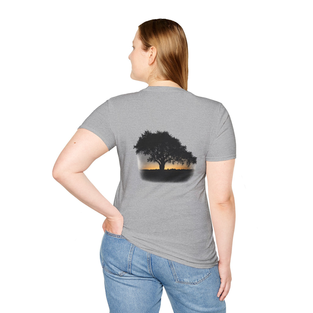 Tree of Clues Sunset T-Shirt — Silhouette Nature Graphic Tee