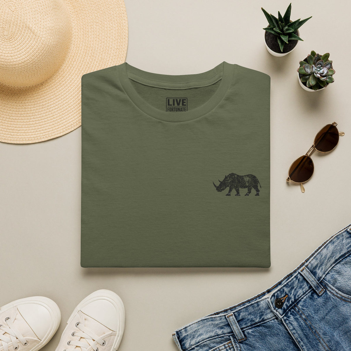Fortunate AF Rhino Graphic T-shirt Black