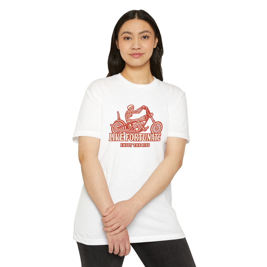 Live Fortunate Enjoy the Ride Skeleton Motorcycle Tee