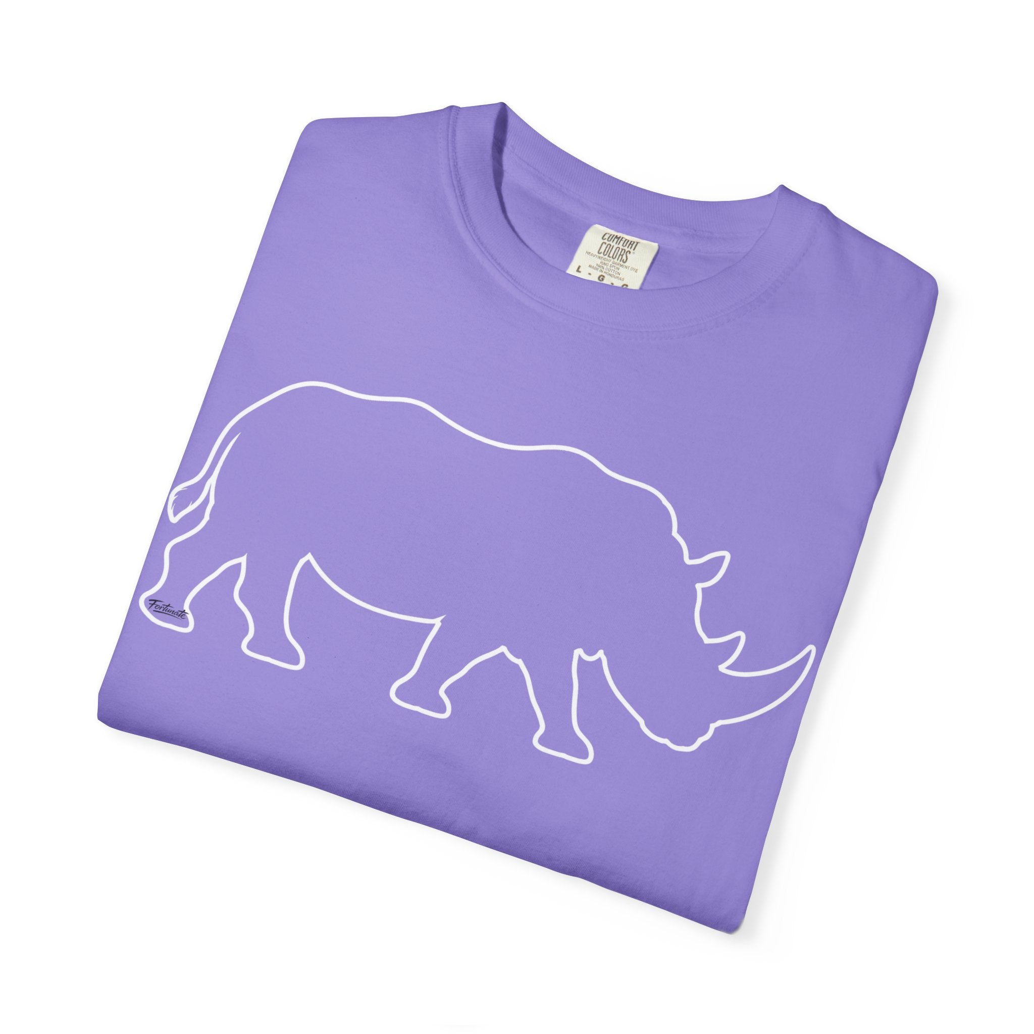 Rhino Outline T-Shirt — Minimal Wildlife Graphic Tee
