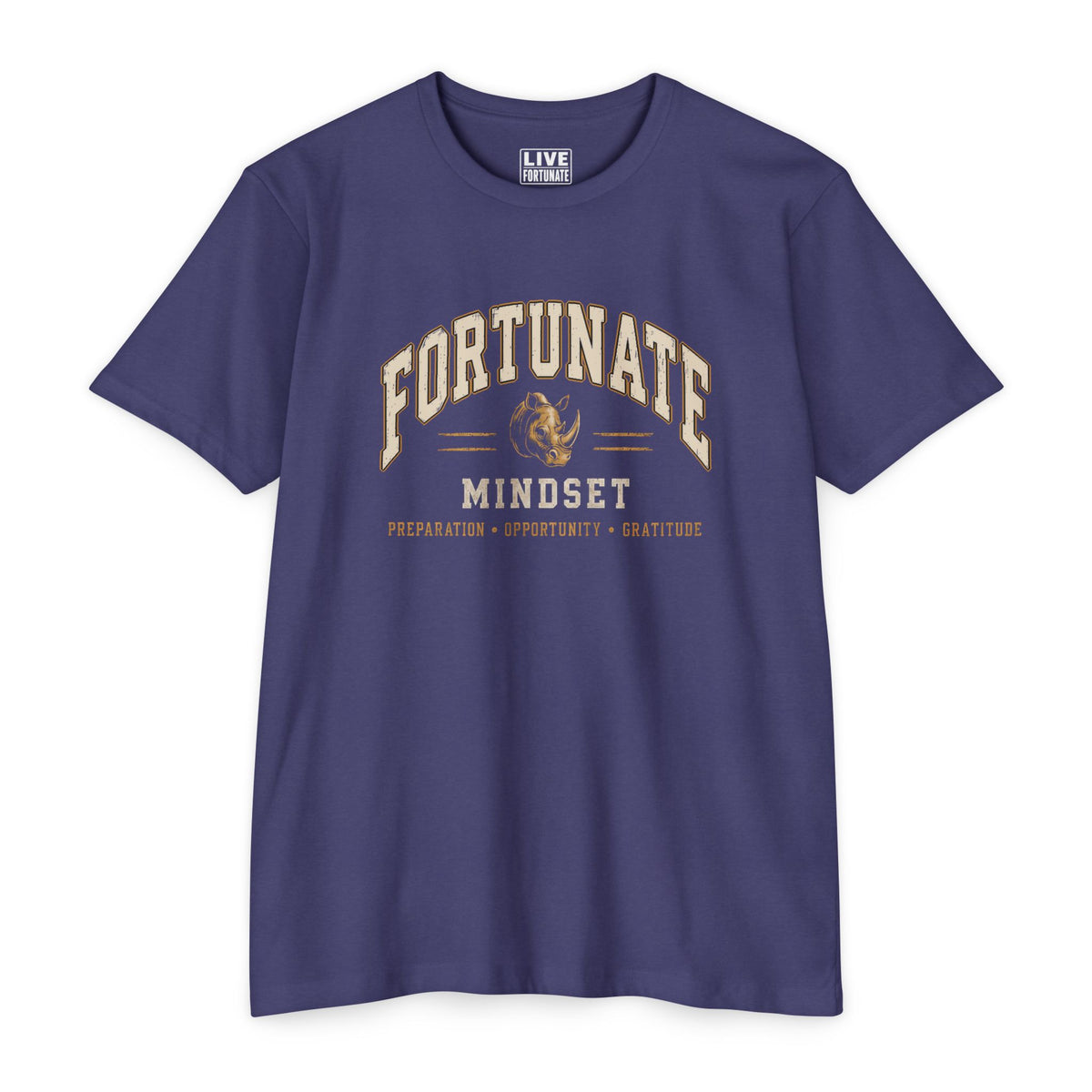 Fortunate Mindset Men’s Vintage Rhino Graphic T-Shirt | Live Fortunate