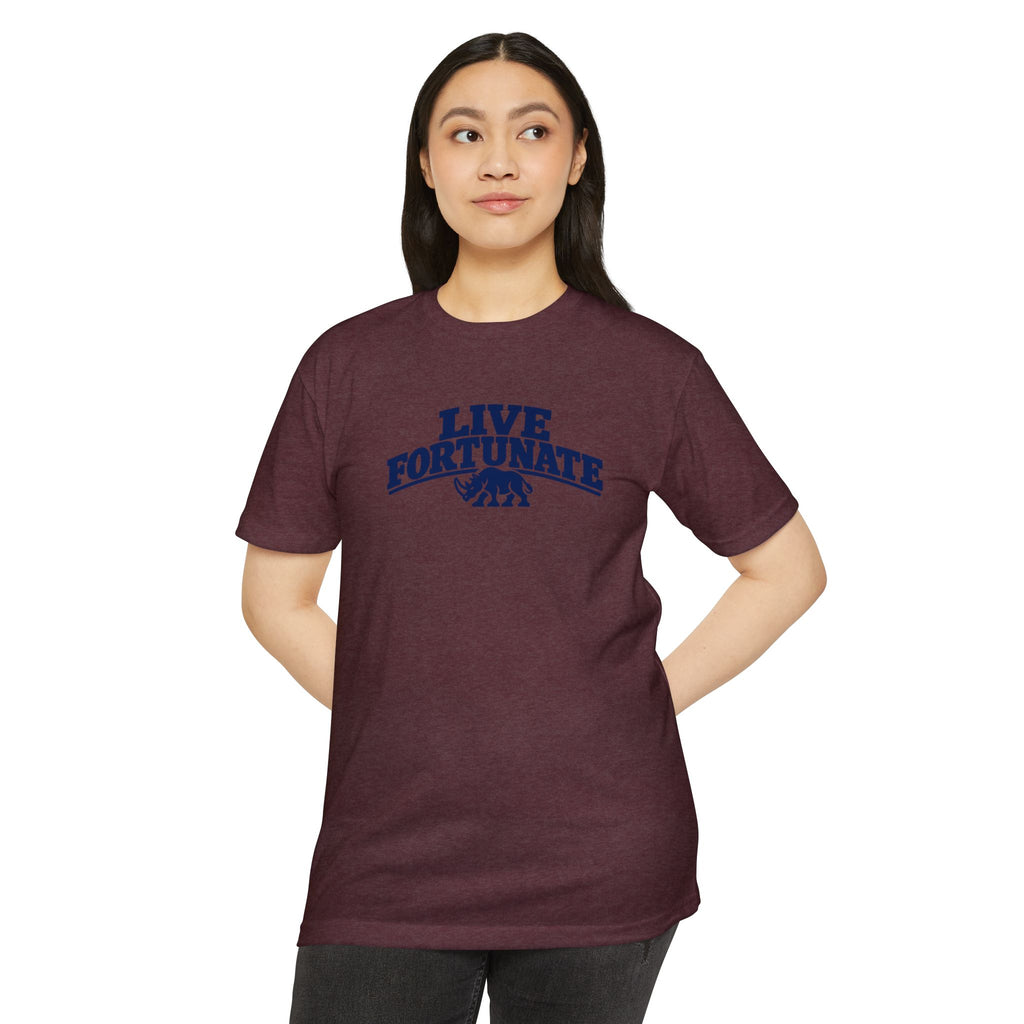 Live Fortunate Rhino Collegiate Tee | Premium Everyday T-Shirt
