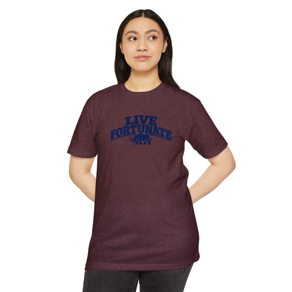 Live Fortunate Rhino Collegiate Tee | Premium Everyday T-Shirt