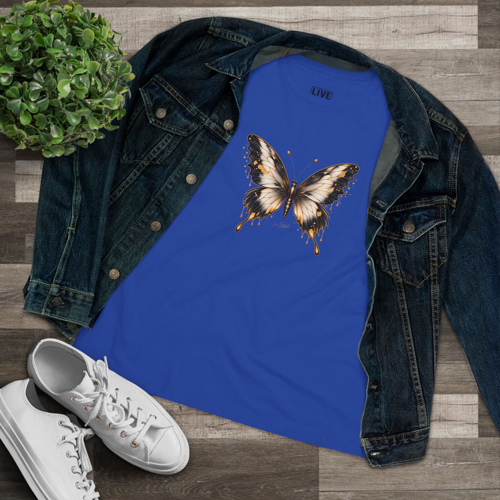 Butterfly Graphic Tee — Black/Antique White/Gold butterfly
