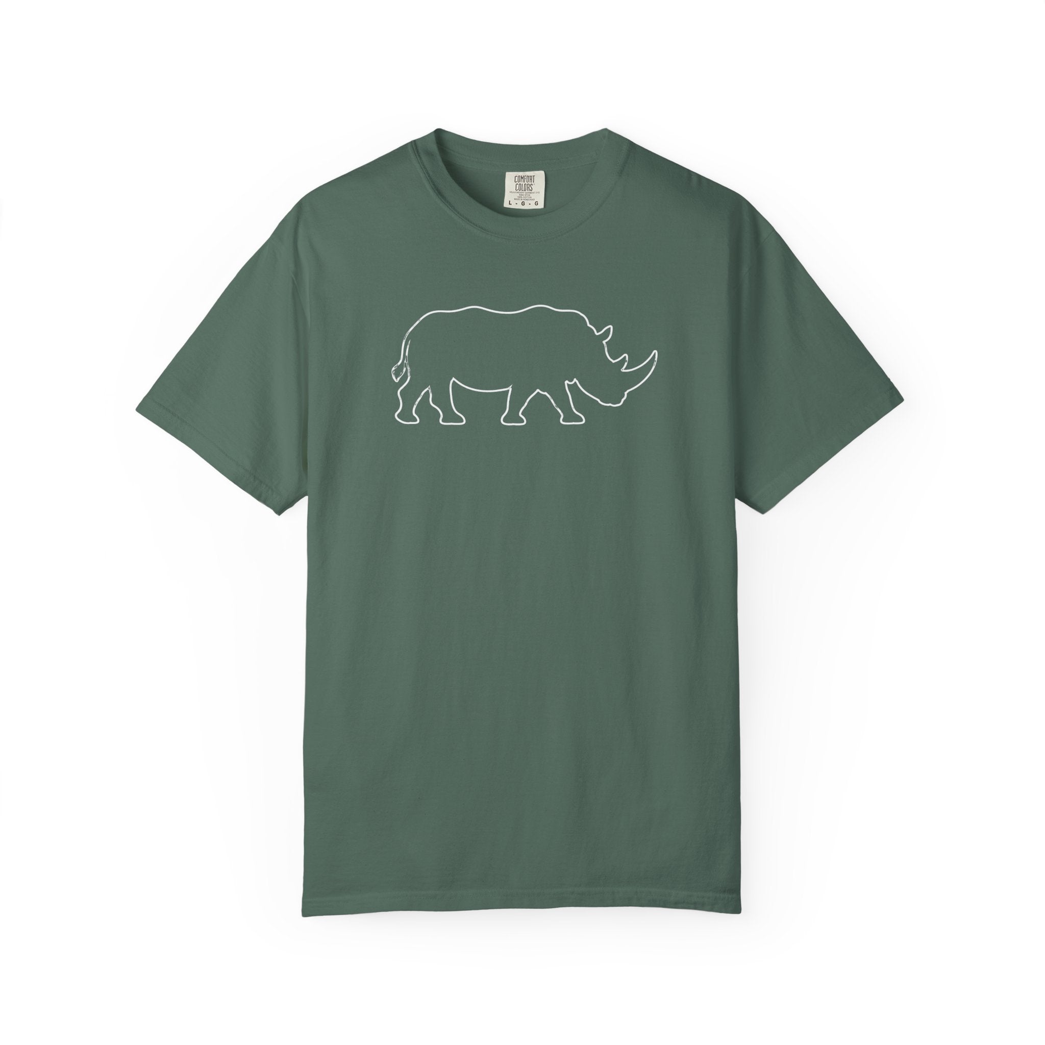 Rhino Outline T-Shirt — Minimal Wildlife Graphic Tee