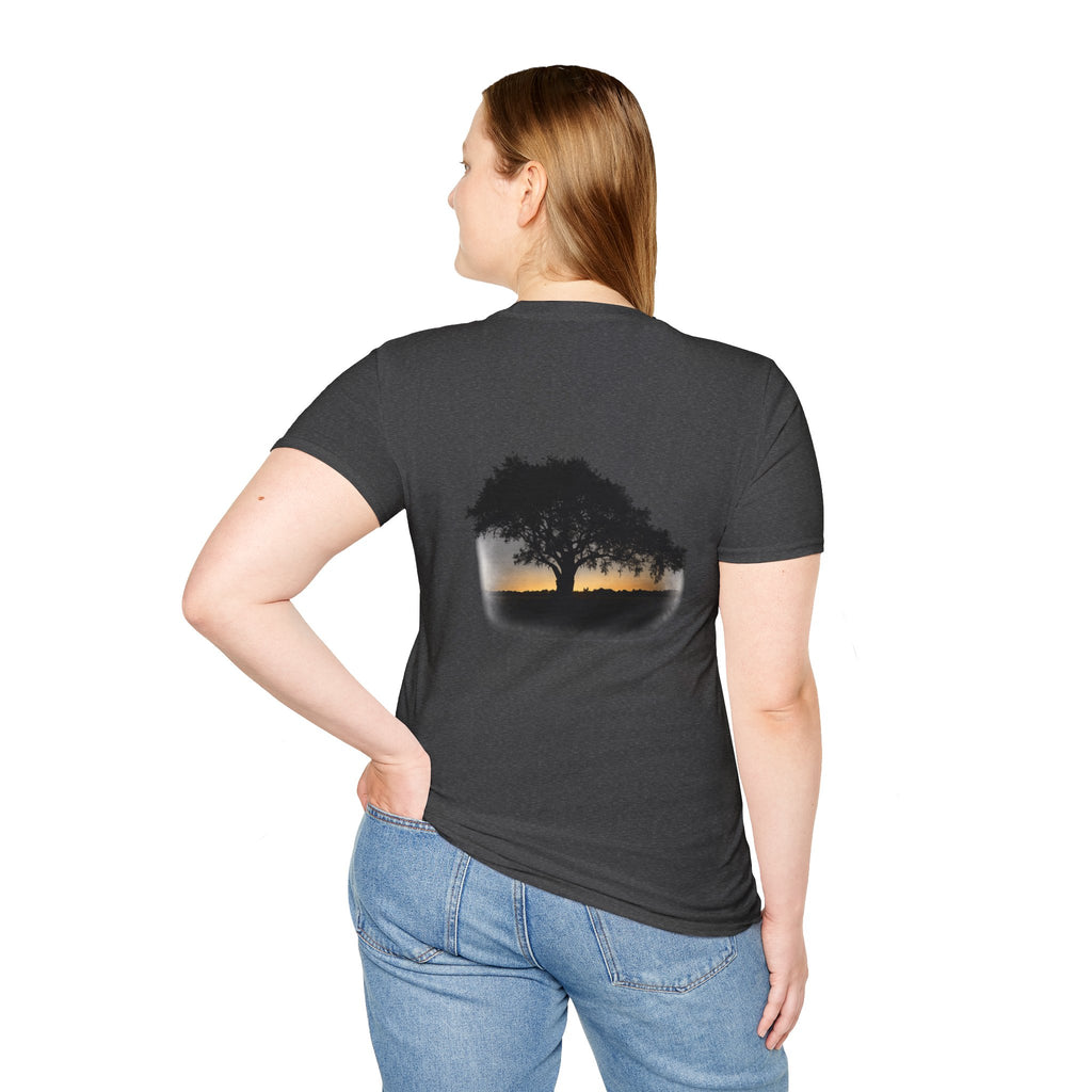 Tree of Clues Sunset T-Shirt — Silhouette Nature Graphic Tee
