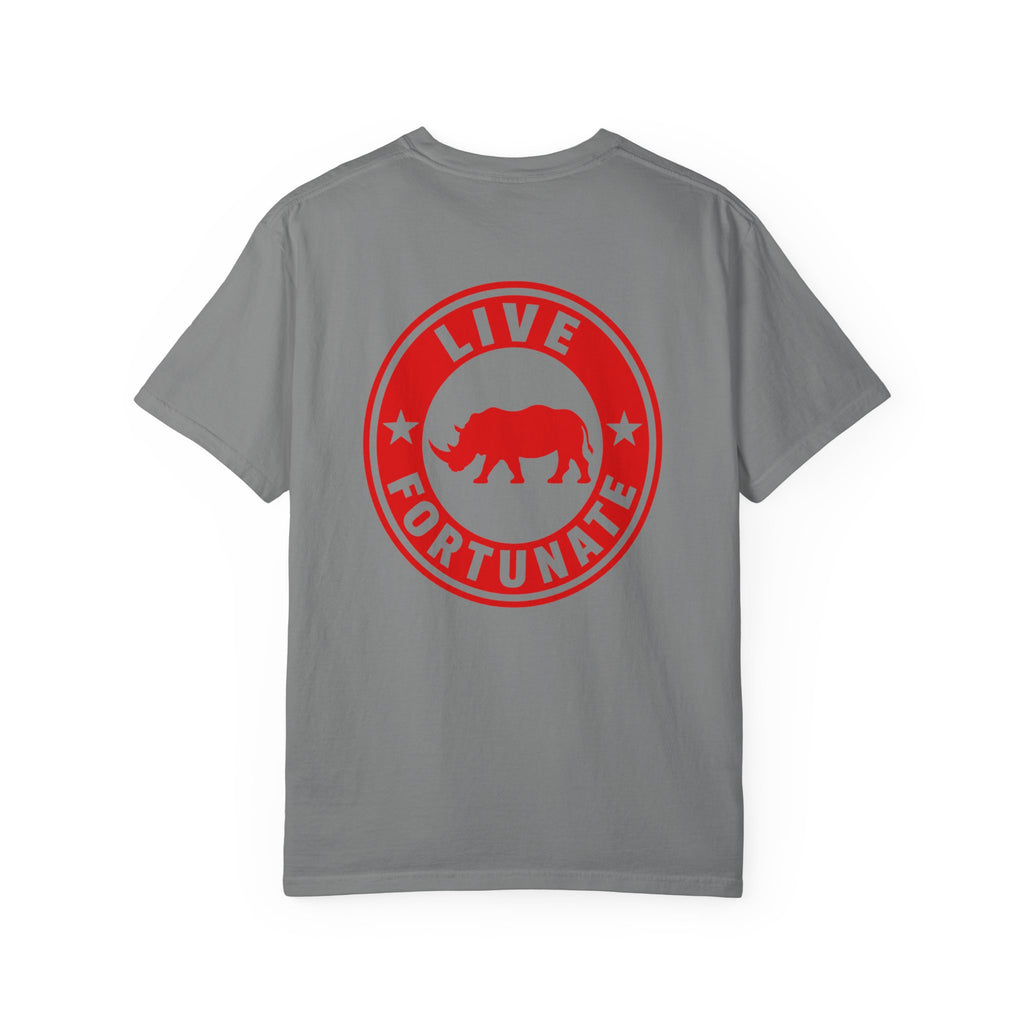 Live Fortunate Rhino T-Shirt — Red Rhino Logo Tee