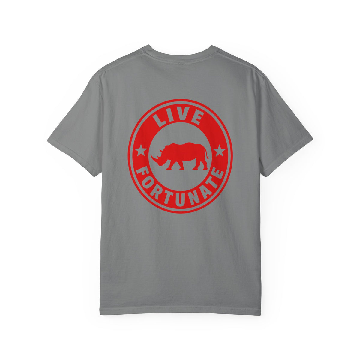 Live Fortunate Rhino T-Shirt — Red Rhino Logo Tee