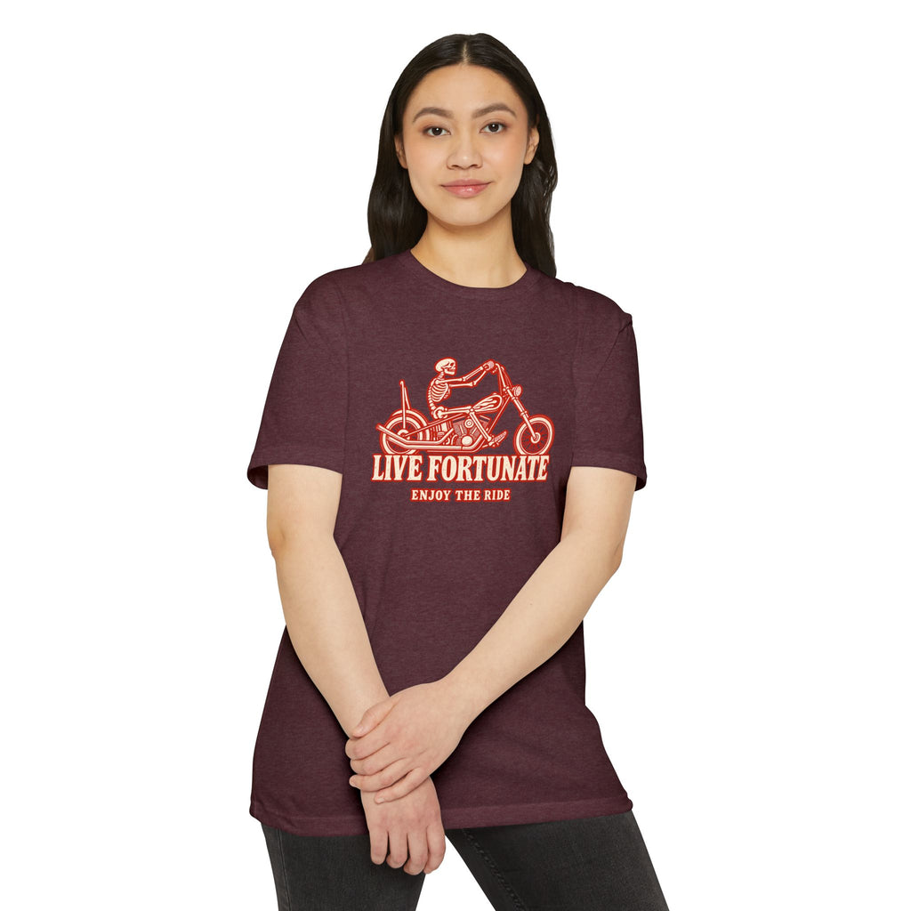 Live Fortunate Enjoy the Ride Skeleton Motorcycle Tee