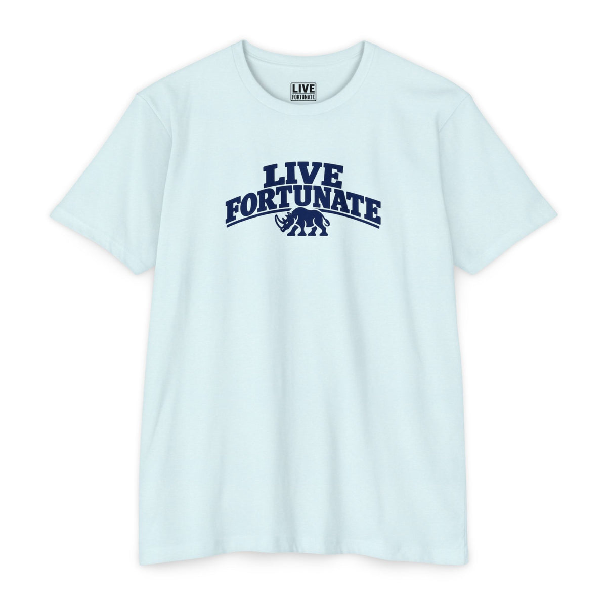Live Fortunate Rhino Collegiate Tee | Premium Everyday T-Shirt