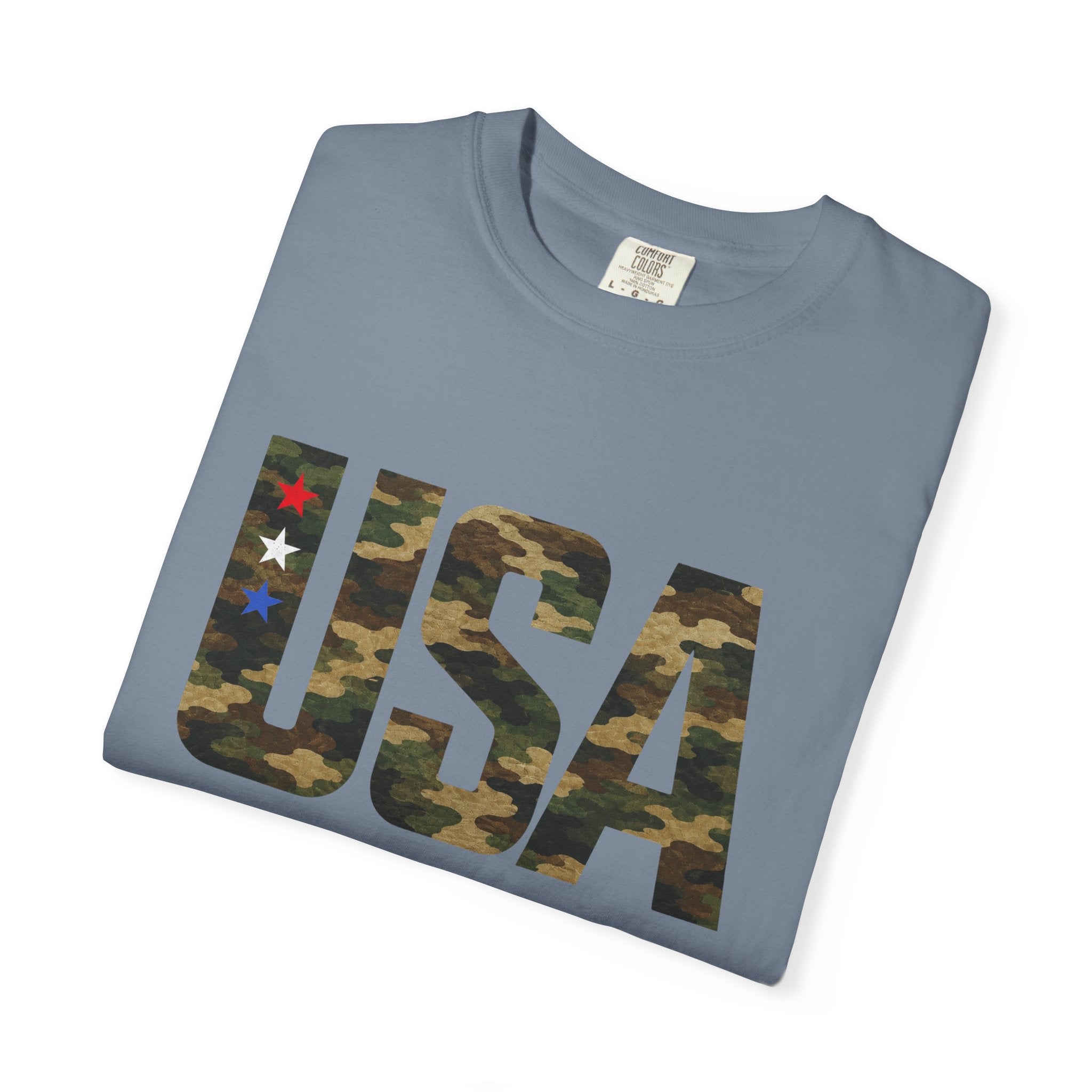 USA Camo Graphic T‑Shirt — Patriotic Military Style Tee