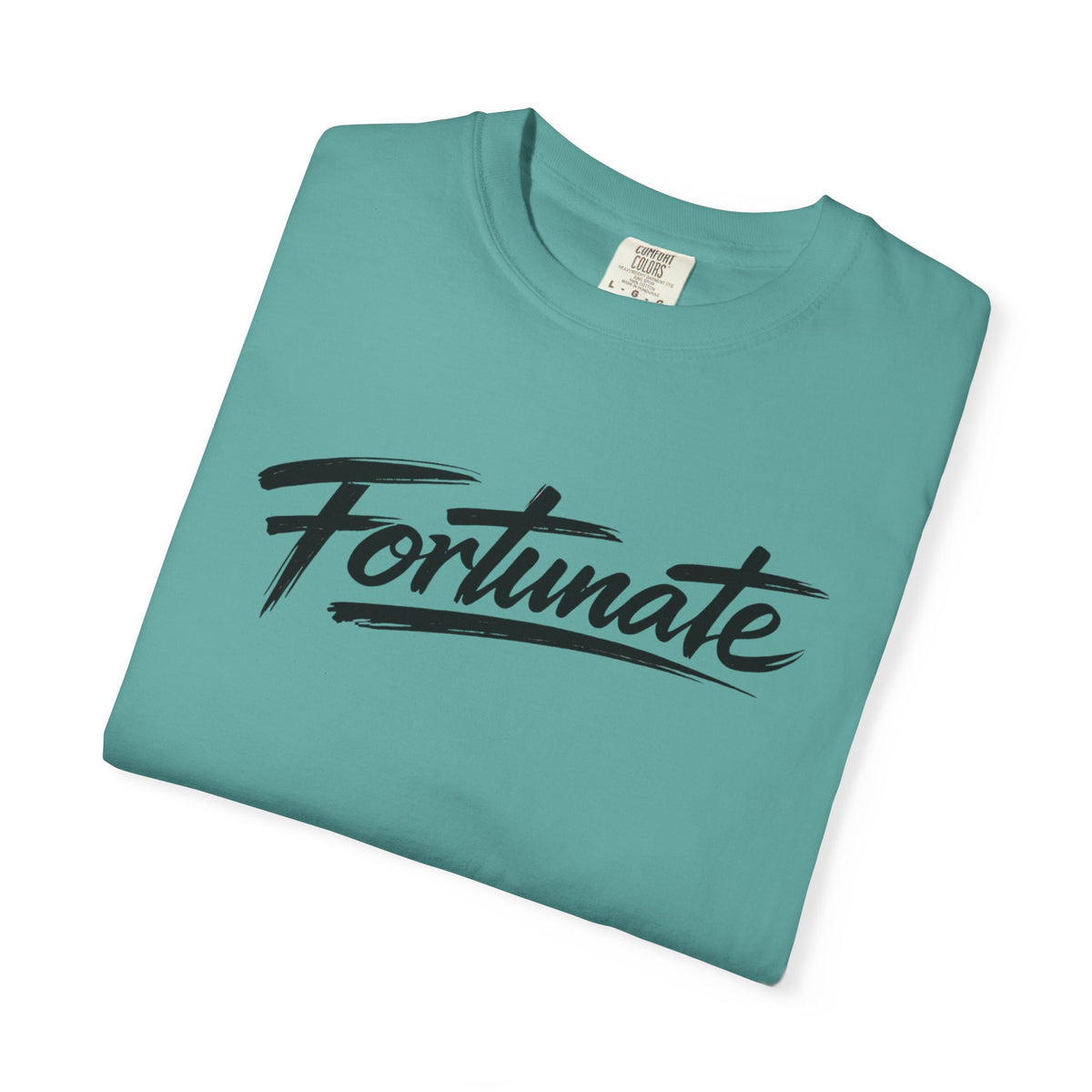 Fortunate Script T-Shirt — Casual Graphic Tee with 'Fortunate' Handwritten Logo