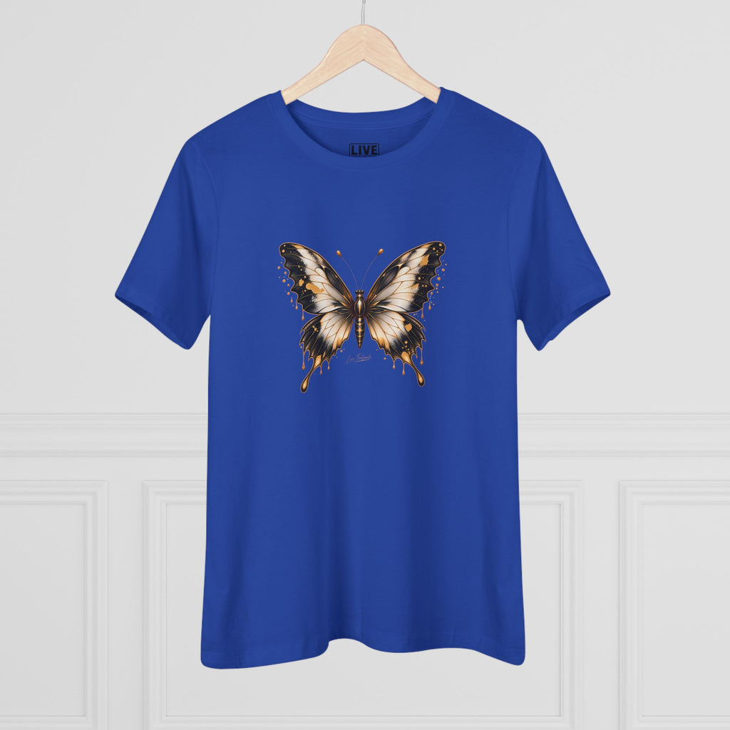 Butterfly Graphic Tee — Black/Antique White/Gold butterfly
